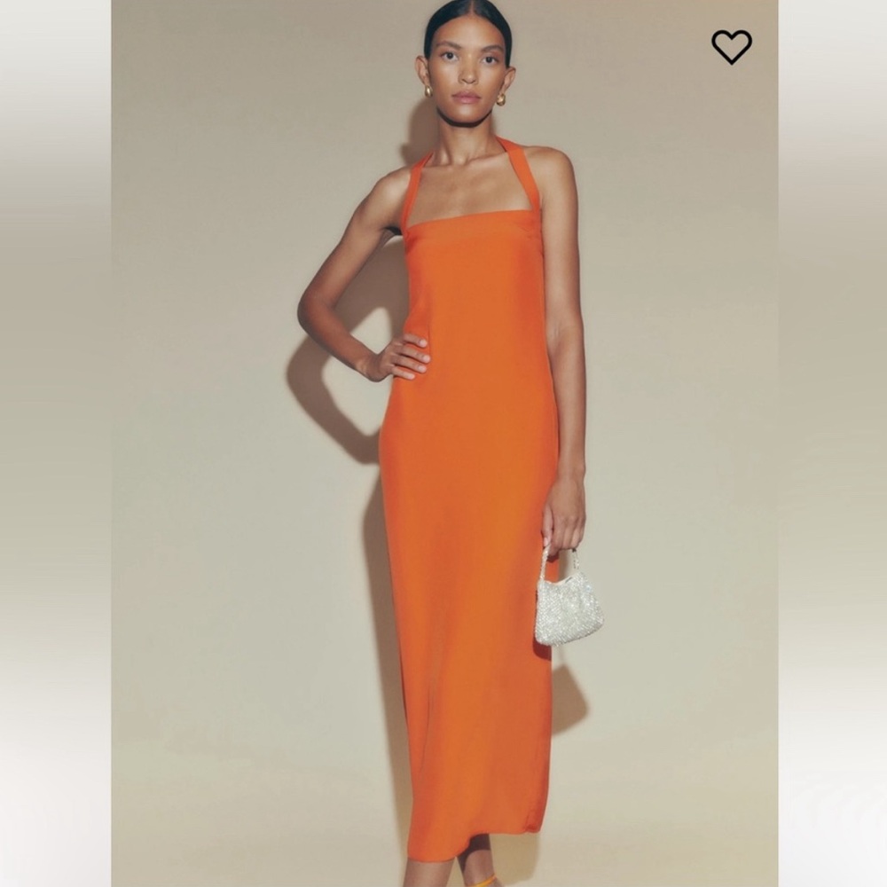Reformation Alli Silk Dress Citrus Size 10 Orange